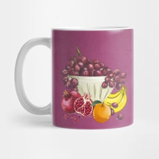 A pomegranate grape orange banana fruit bowl fruit basket Mug